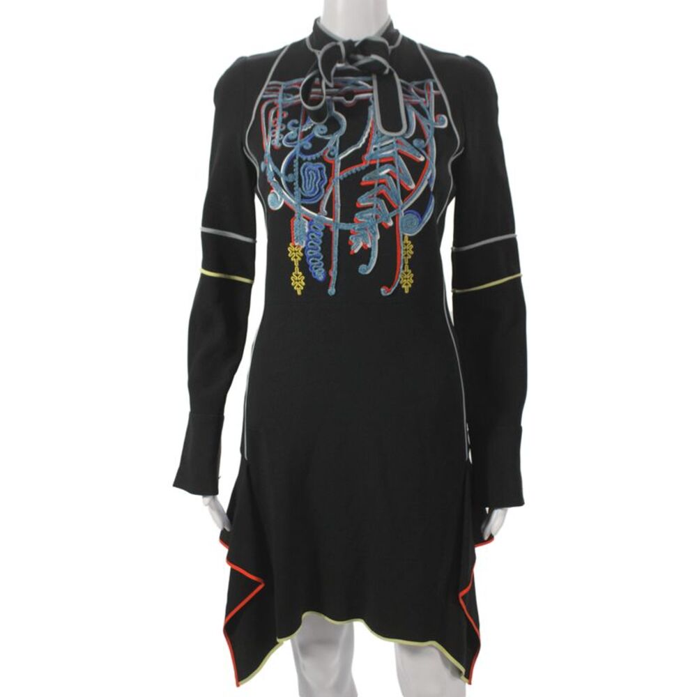 PETER PILOTTO Womens Sweater Dress Black Long Sleeve High Neck Size 8